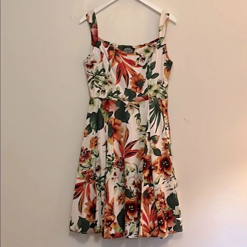 Hearts & Roses tropical fit and flare vintage style dress size 8